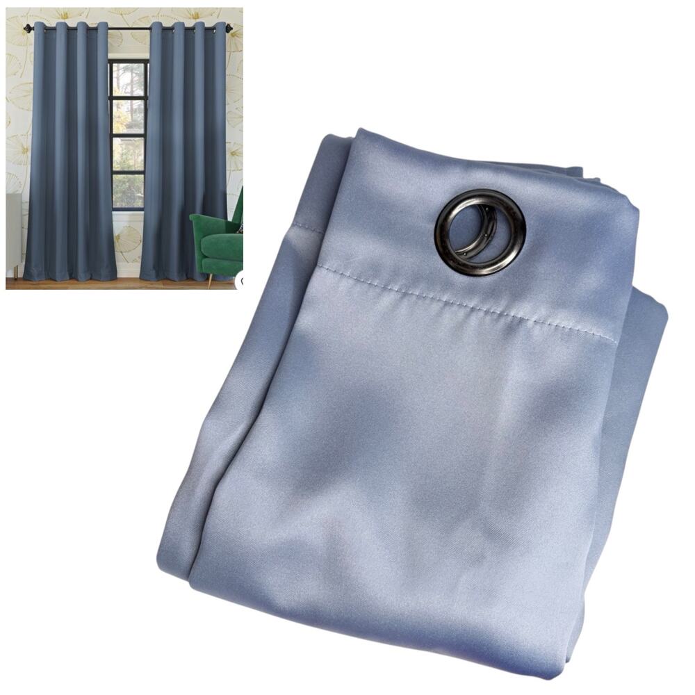 Sun Zero Blackout Grommet Curtain Oslo Theater 52x84 Panel Denim Blue Drape